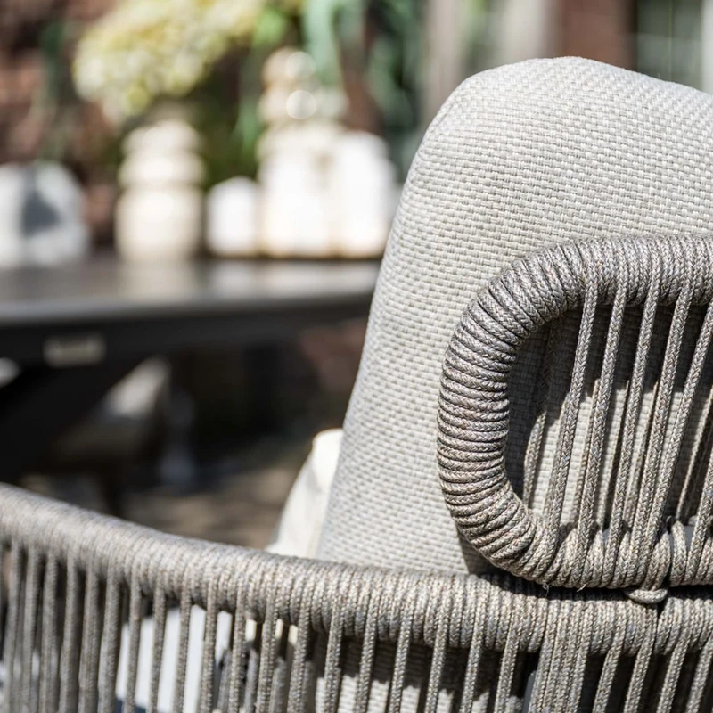 Linares XL dining tuinstoel - carbon black - rope grijs zand - valley sand - Antraciet