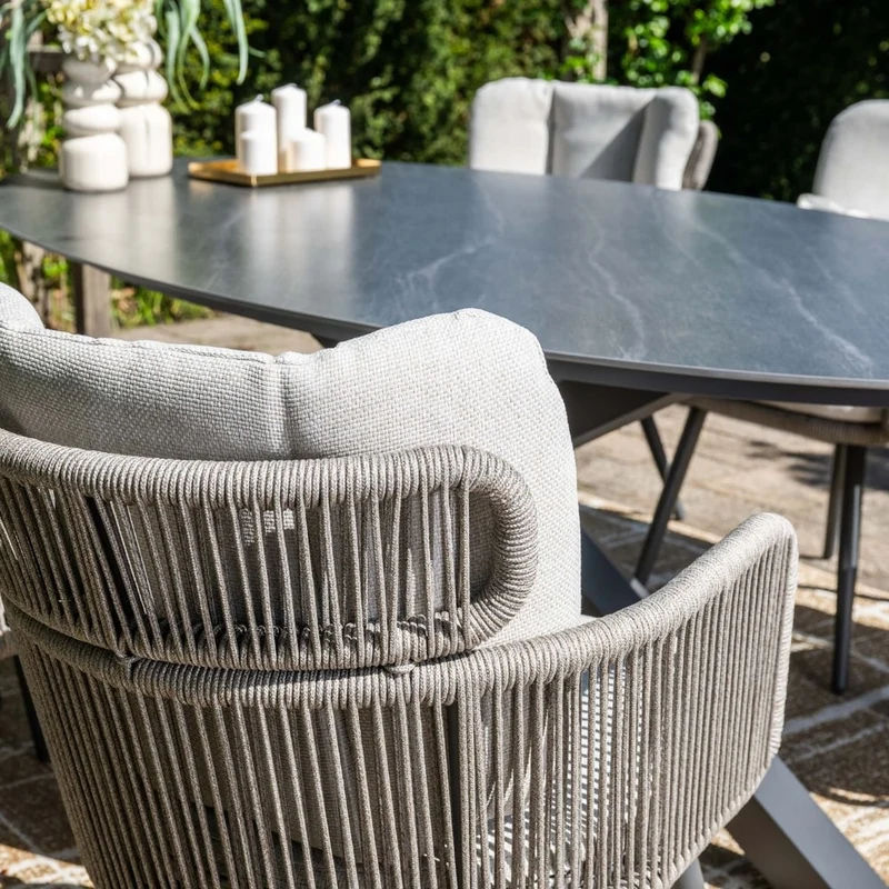 Linares XL dining tuinstoel - carbon black - rope grijs zand - valley sand - Antraciet