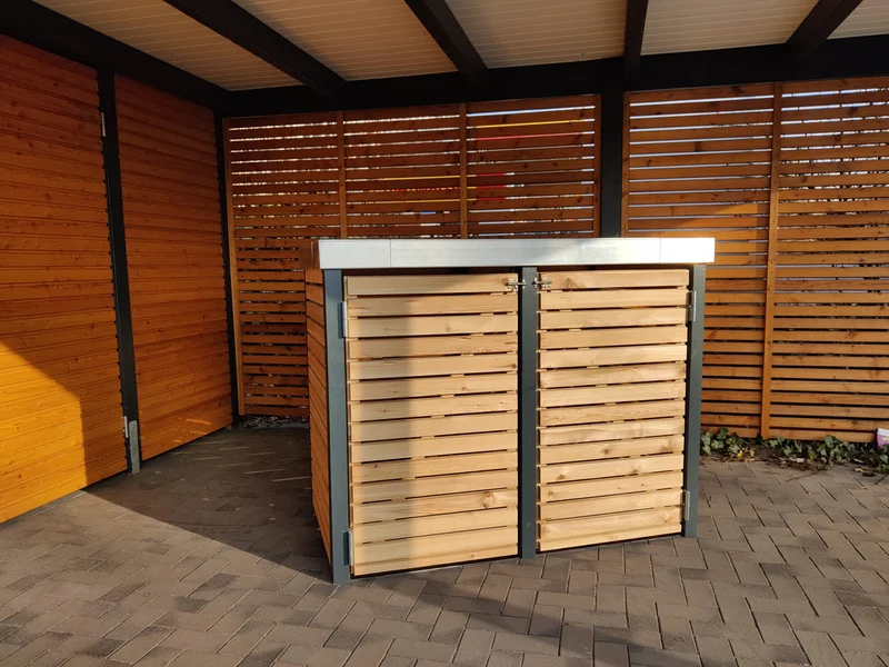 Mülltonnenbox KLARE LINIE mit Gründach