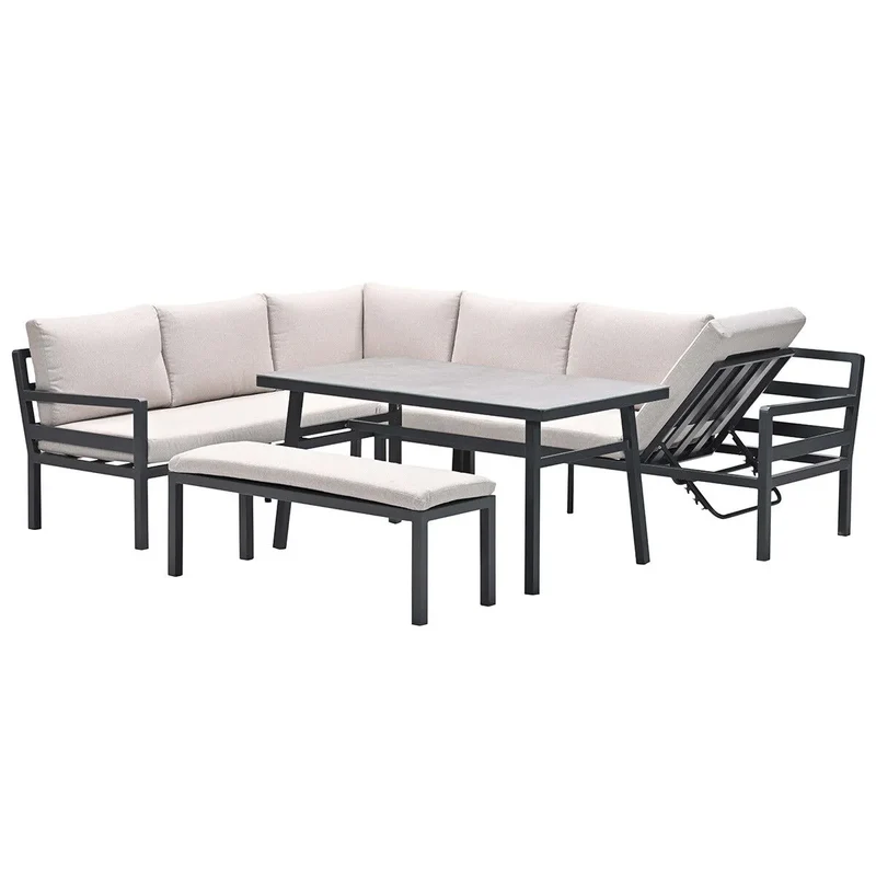 Garden Impressions Corsica – lounge-diningset links – carbon black/desert sand