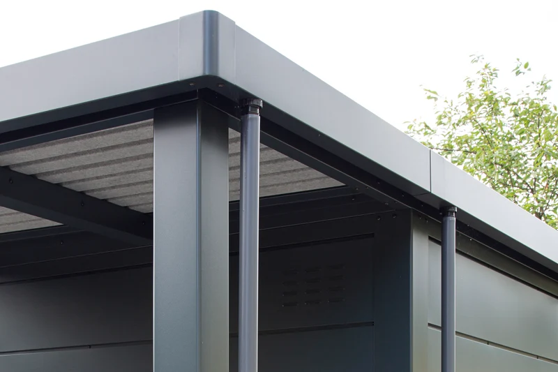 Metall-Gartenhaus / Gerätehaus Thorin 3824 Anthrazit mit Terrasse