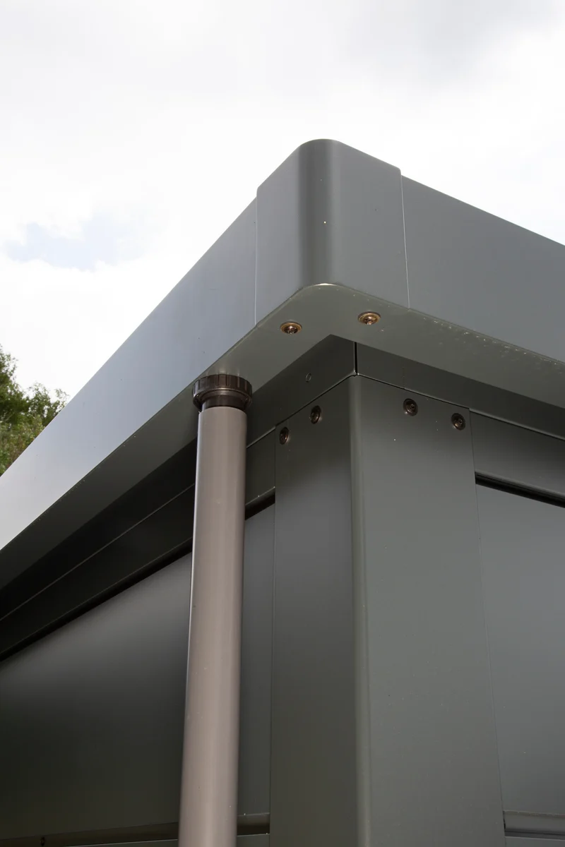Metall-Gartenhaus / Gerätehaus Thorin 3824 Anthrazit mit Terrasse