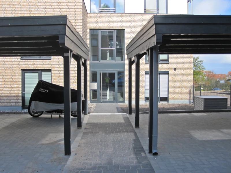 Gründach-Carport CLASSIC mit Holzblende