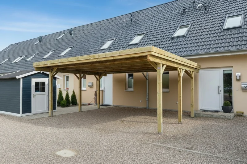 Gründach-Carport CLASSIC mit Holzblende
