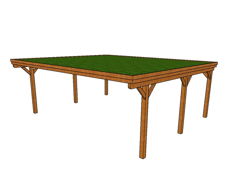 Gründach-Carport CLASSIC mit Holzblende