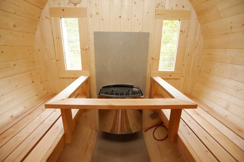 Gartensauna Sida 2140 Bausatz mit roten Dachschindeln