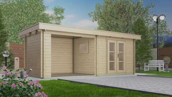 Holz-Gartenhaus / Gerätehaus H45-3024F-DT-EF + SD
