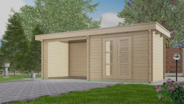 Holz-Gartenhaus / Gerätehaus H45-3024F-DT-EF + SD