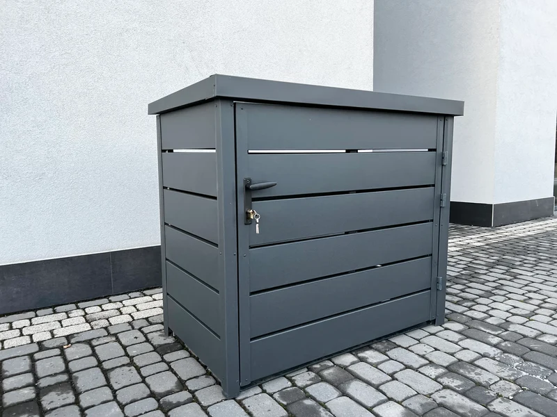 Metall-Mülltonnenbox MAFAL mit gefedertem Klappdeckel