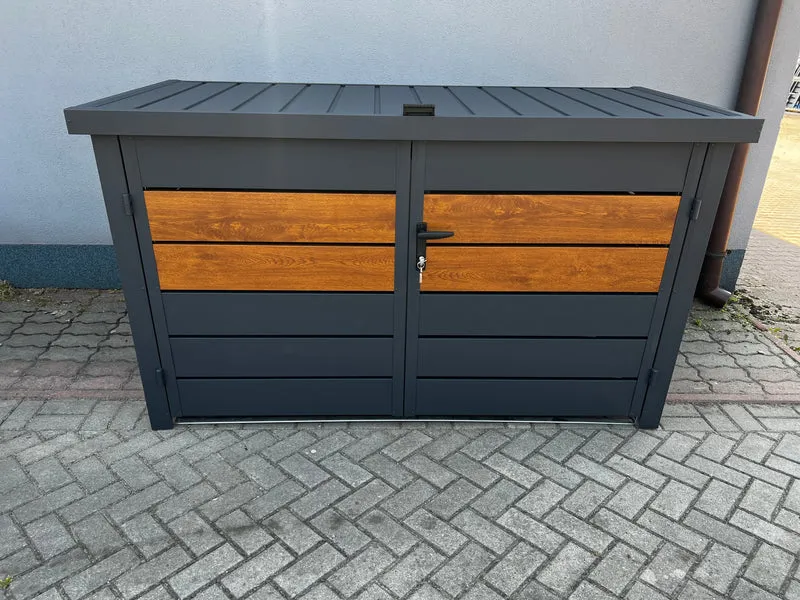 Metall-Mülltonnenbox MAFAL mit gefedertem Klappdeckel