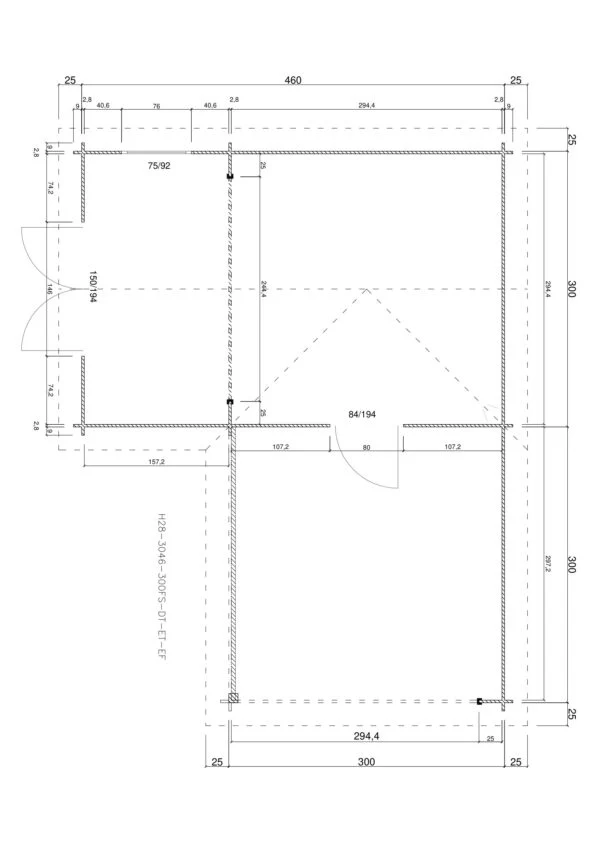 Holz-Gartenhaus H28-3046+300FS-DT-ET-EF