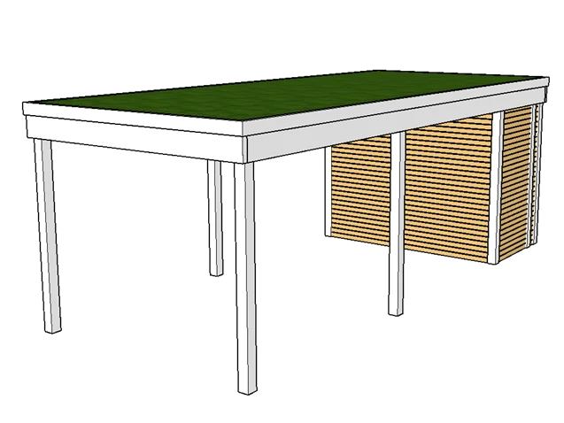 Modernes Gründach-Carport KLARE LINIE mit Abstellraum (Einzelcarport)