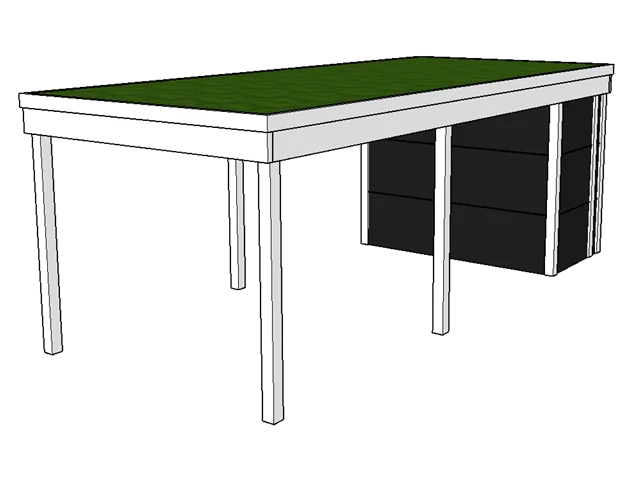Modernes Gründach-Carport KLARE LINIE mit Abstellraum (Einzelcarport)