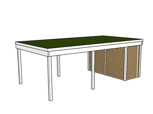 Modernes Gründach-Carport KLARE LINIE mit Abstellraum (Einzelcarport)