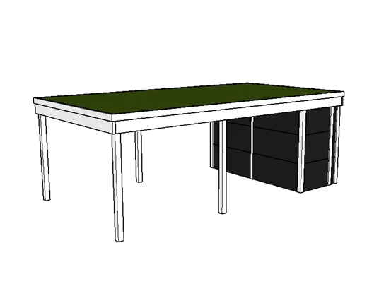 Modernes Gründach-Carport KLARE LINIE mit Abstellraum (Einzelcarport)