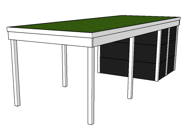 Modernes Gründach-Carport KLARE LINIE mit Abstellraum (Einzelcarport)