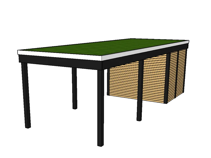Modernes Gründach-Carport KLARE LINIE mit Abstellraum (Einzelcarport)