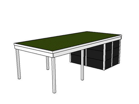 Modernes Gründach-Carport KLARE LINIE mit Abstellraum (Einzelcarport)