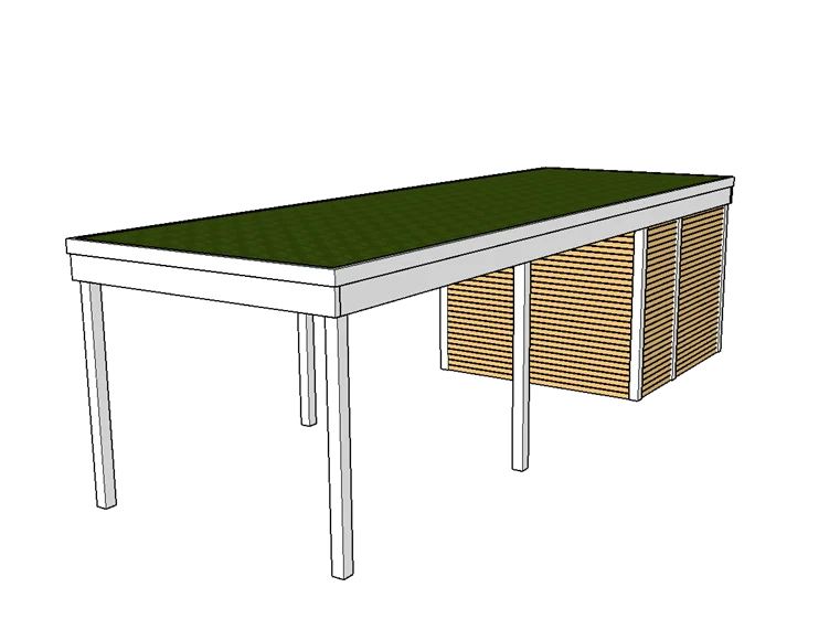 Modernes Gründach-Carport KLARE LINIE mit Abstellraum (Einzelcarport)
