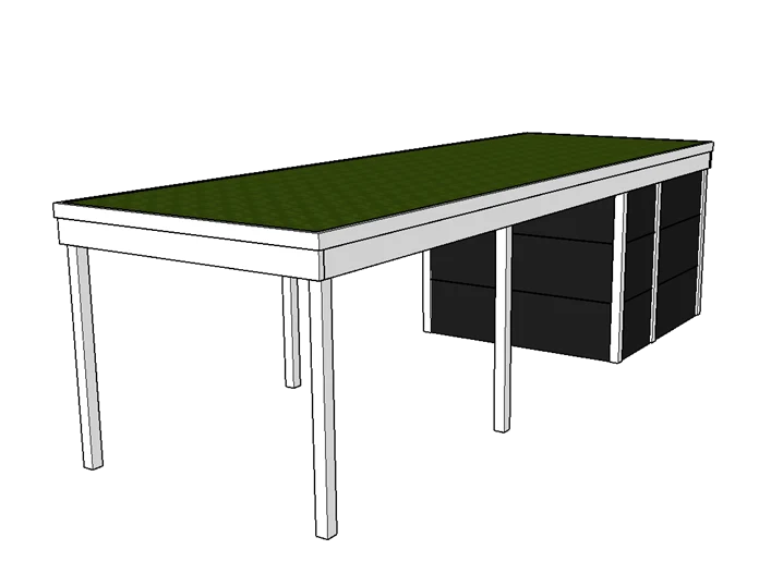 Modernes Gründach-Carport KLARE LINIE mit Abstellraum (Einzelcarport)
