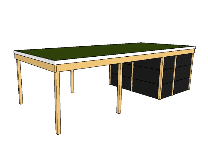 Modernes Gründach-Carport KLARE LINIE mit Abstellraum (Einzelcarport)