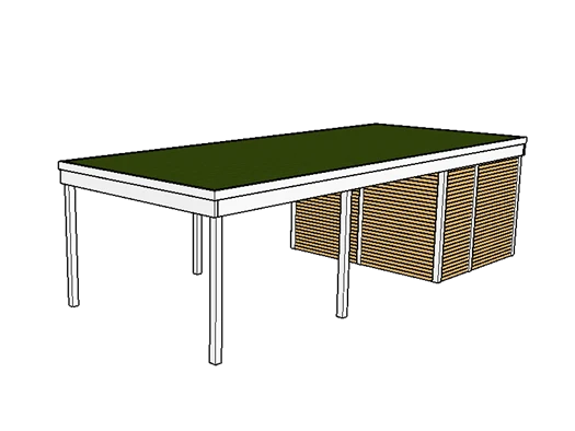 Modernes Gründach-Carport KLARE LINIE mit Abstellraum (Einzelcarport)