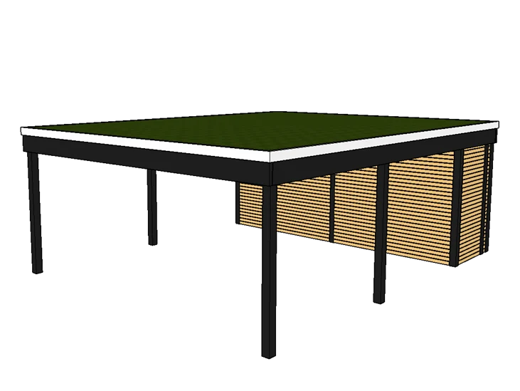 Modernes Gründach-Carport KLARE LINIE mit Abstellraum (Doppelcarport)
