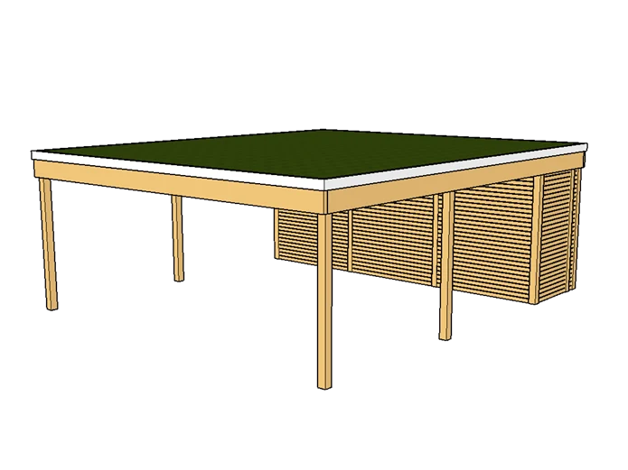 Modernes Gründach-Carport KLARE LINIE mit Abstellraum (Doppelcarport)