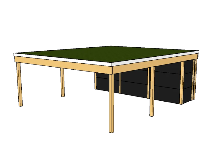 Modernes Gründach-Carport KLARE LINIE mit Abstellraum (Doppelcarport)