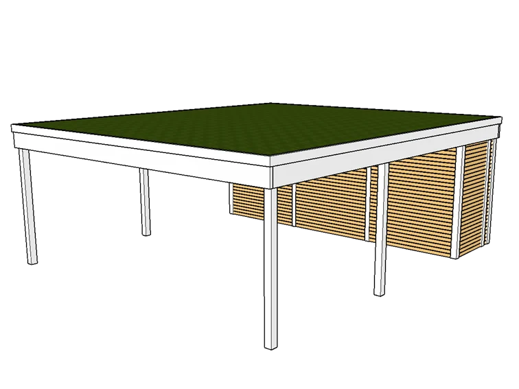 Modernes Gründach-Carport KLARE LINIE mit Abstellraum (Doppelcarport)
