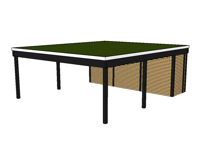 Modernes Gründach-Carport KLARE LINIE mit Abstellraum (Doppelcarport)
