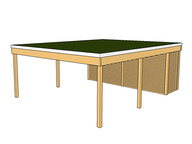 Modernes Gründach-Carport KLARE LINIE mit Abstellraum (Doppelcarport)