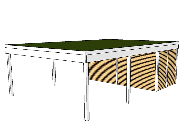 Modernes Gründach-Carport KLARE LINIE mit Abstellraum (Doppelcarport)
