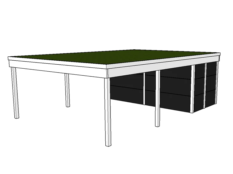 Modernes Gründach-Carport KLARE LINIE mit Abstellraum (Doppelcarport)