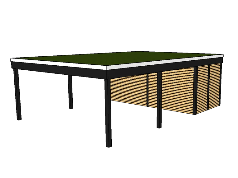 Modernes Gründach-Carport KLARE LINIE mit Abstellraum (Doppelcarport)