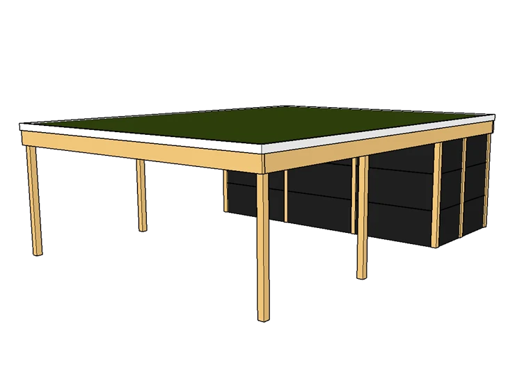 Modernes Gründach-Carport KLARE LINIE mit Abstellraum (Doppelcarport)