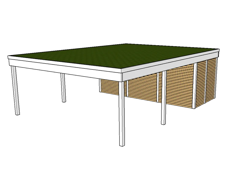 Modernes Gründach-Carport KLARE LINIE mit Abstellraum (Doppelcarport)