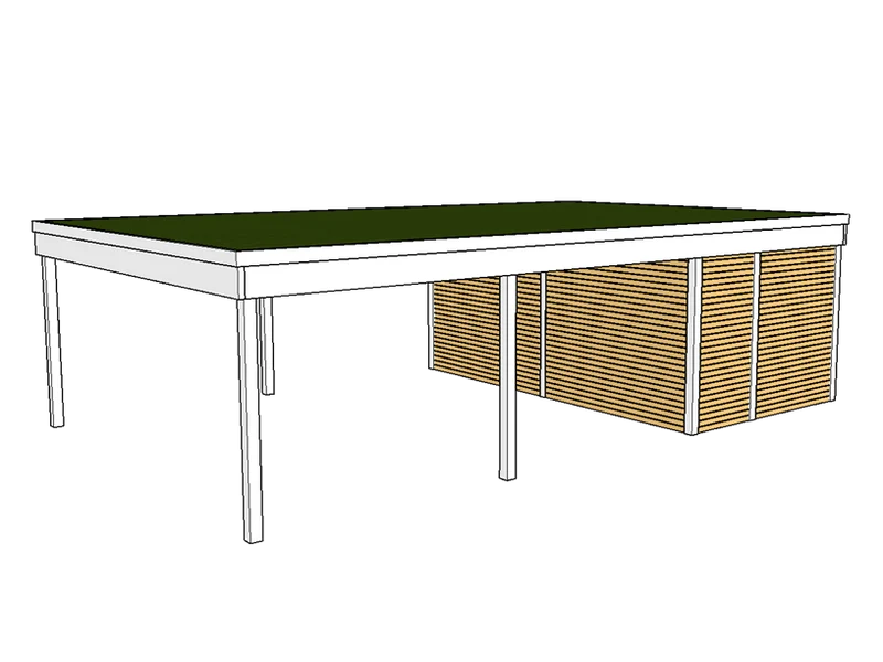 Modernes Gründach-Carport KLARE LINIE mit Abstellraum (Doppelcarport)