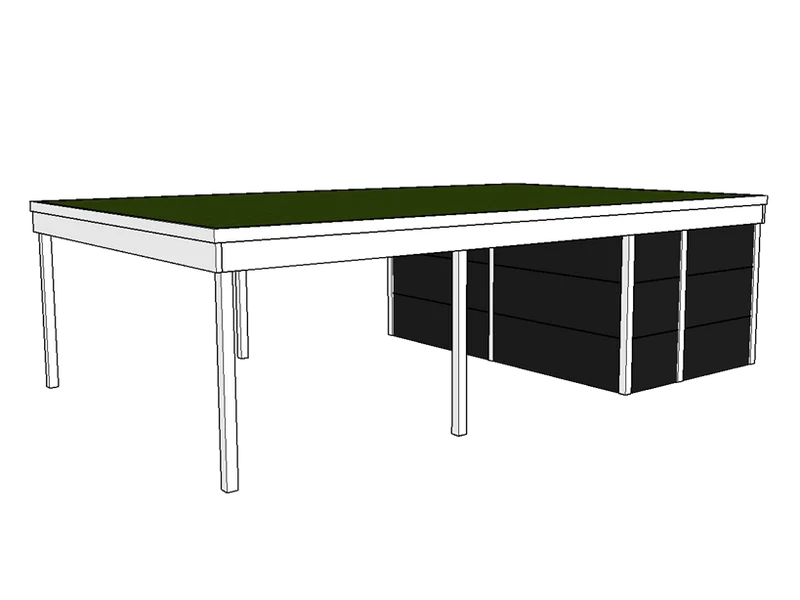 Modernes Gründach-Carport KLARE LINIE mit Abstellraum (Doppelcarport)