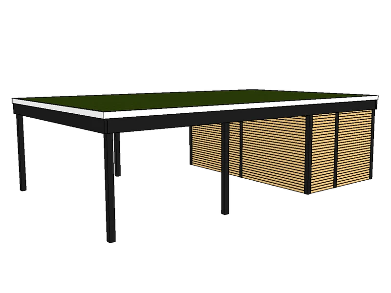 Modernes Gründach-Carport KLARE LINIE mit Abstellraum (Doppelcarport)