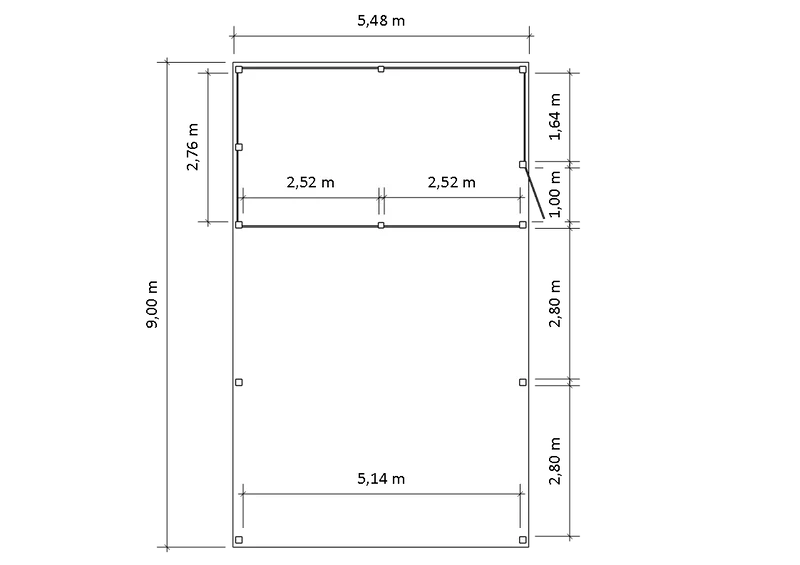 Modernes Gründach-Carport KLARE LINIE mit Abstellraum (Doppelcarport)