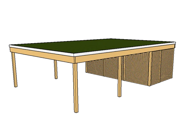Modernes Gründach-Carport KLARE LINIE mit Abstellraum (Doppelcarport)