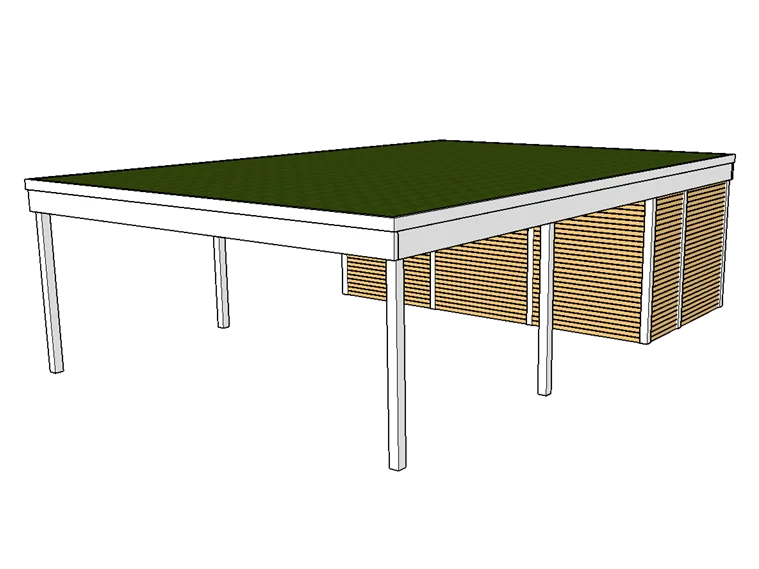 Modernes Gründach-Carport KLARE LINIE mit Abstellraum (Doppelcarport)