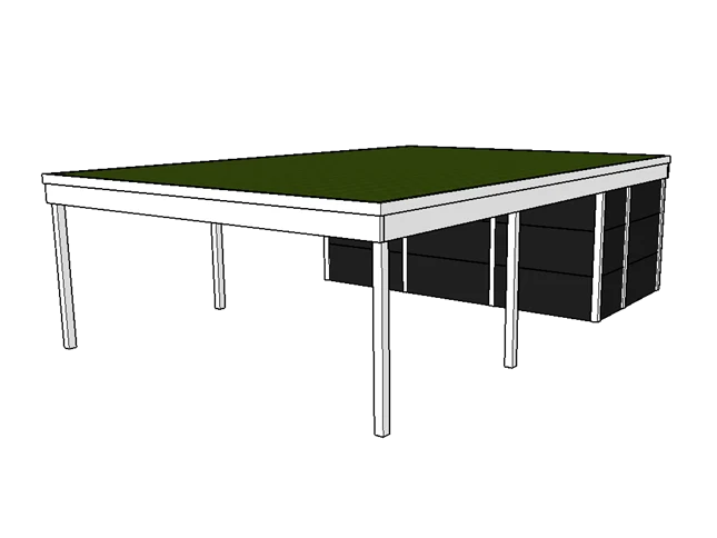 Modernes Gründach-Carport KLARE LINIE mit Abstellraum (Doppelcarport)