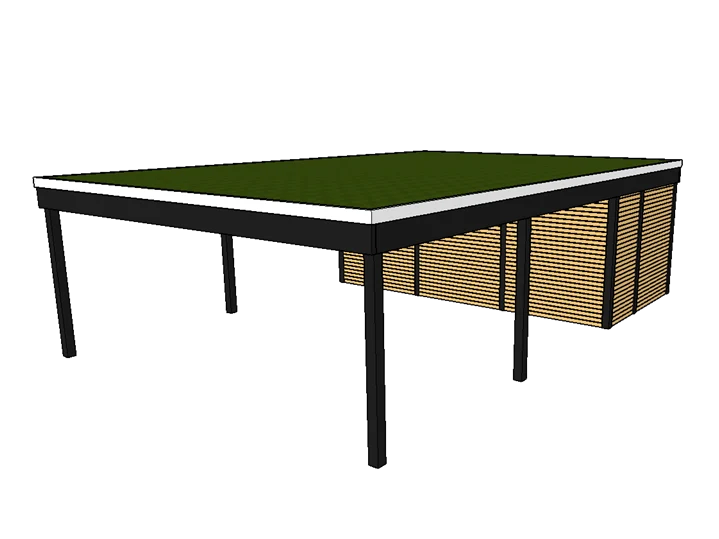 Modernes Gründach-Carport KLARE LINIE mit Abstellraum (Doppelcarport)