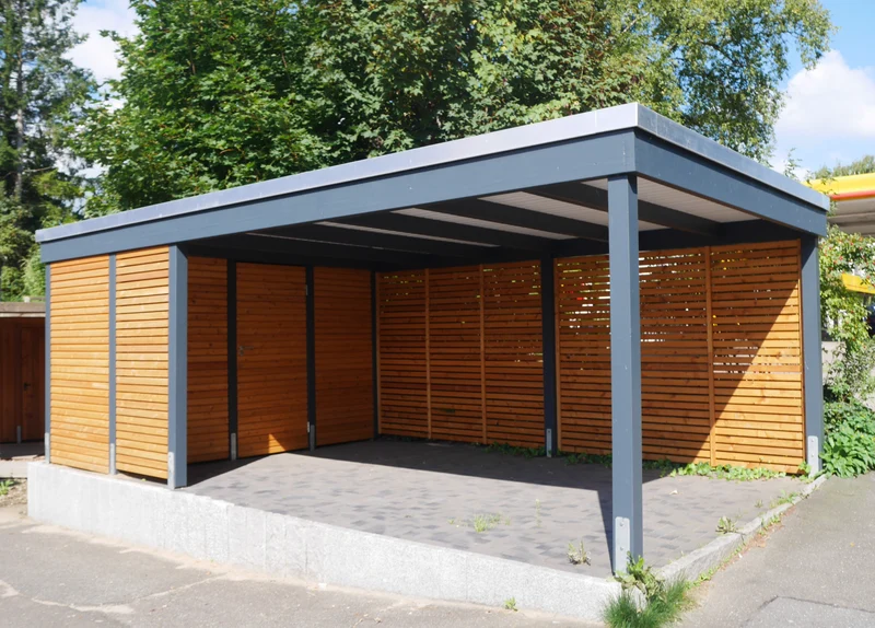 Modernes Einzelcarport KLARE LINIE mit Abstellraum