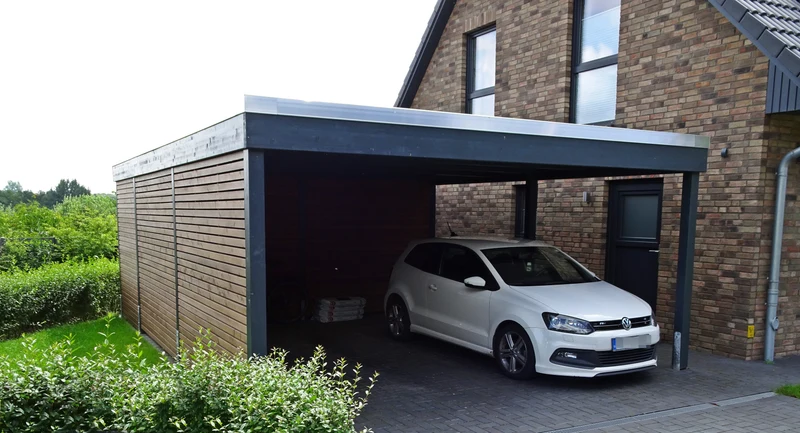 Modernes Doppelcarport KLARE LINIE mit Abstellraum
