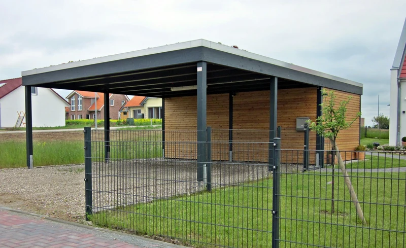 Modernes Doppelcarport KLARE LINIE mit Abstellraum