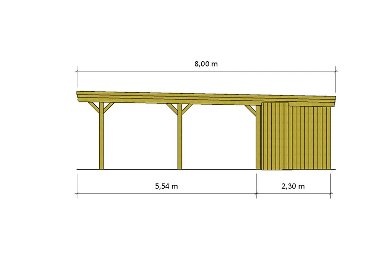Gründach-Carport CLASSIC Holzblende mit Abstellraum (Verkleidung: Klassisches Duoprofil)