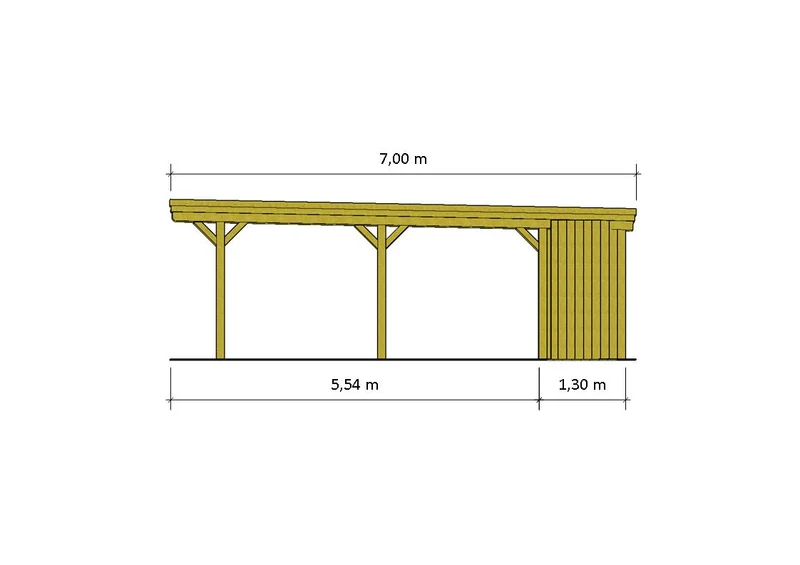Gründach-Carport CLASSIC Holzblende mit Abstellraum (Verkleidung: Klassisches Duoprofil)